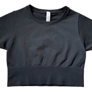 Aerie Offline Sidewalk Seamless Cropped Shirt Black